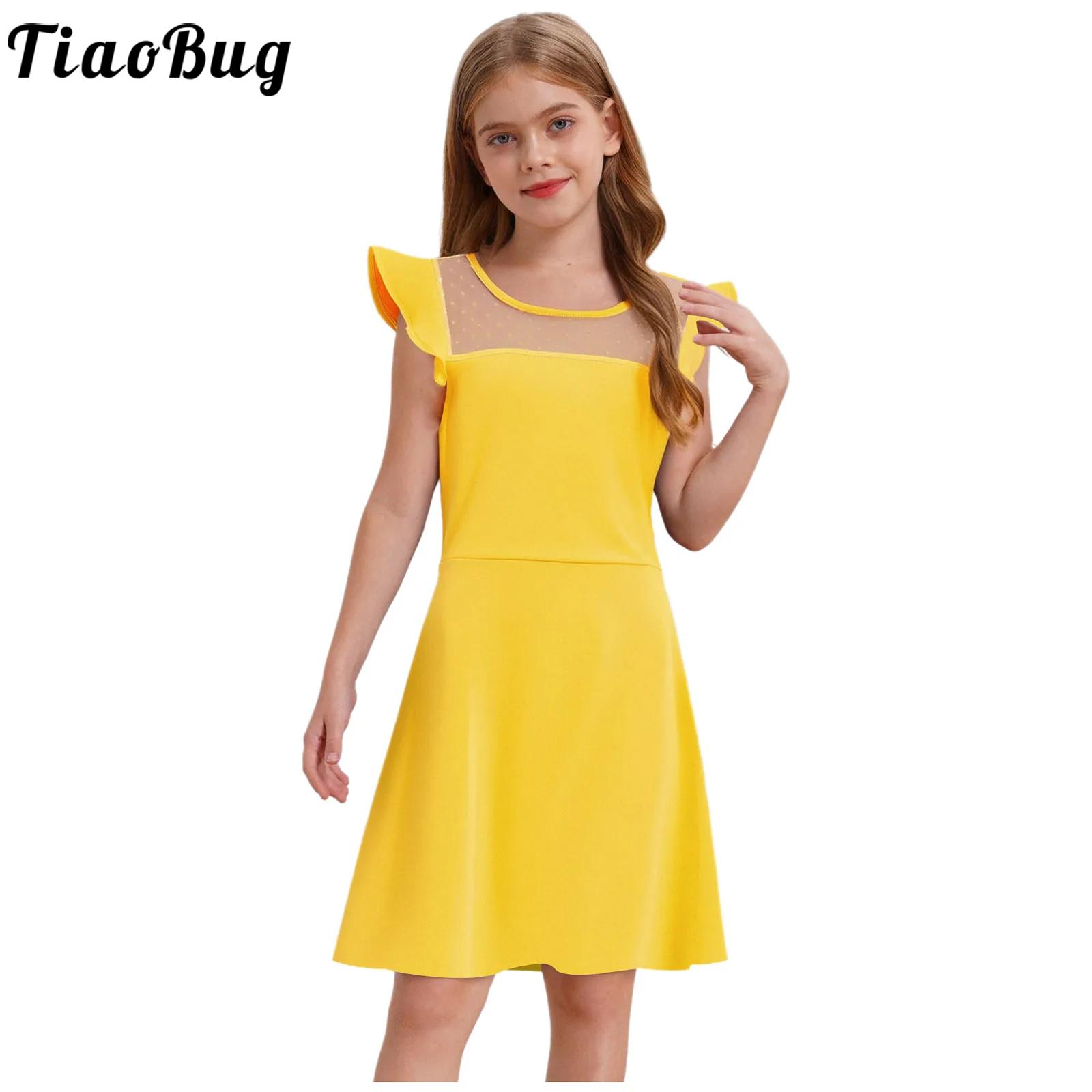 Summer Clothing For Teen Girls - Tienermeisjes zomerjurk ruches mouwen stippen pure