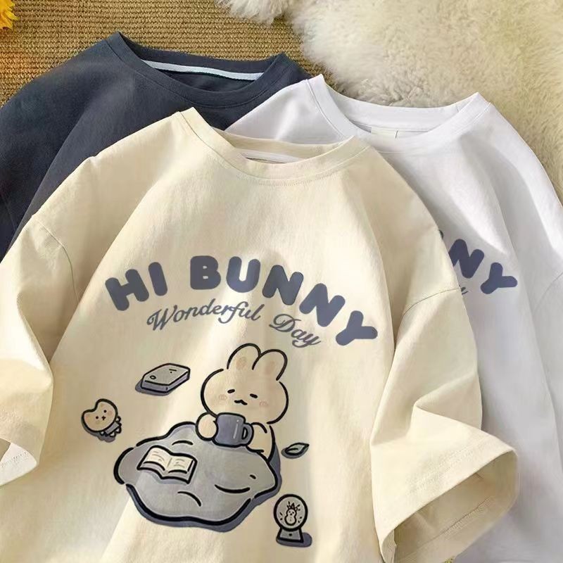 Summer Japanese Clothing - Zomer Japans schattig theedrinkend konijn bedrukt