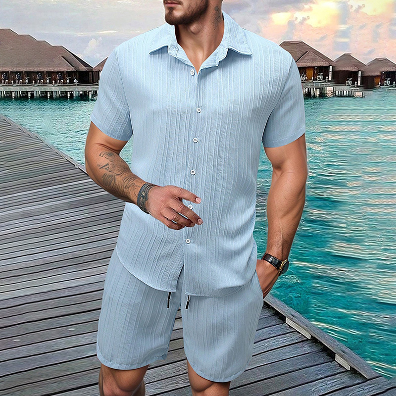 Summer Clothing Beach - 2026 Nieuwe Heren Verticale Kreukel Lapel