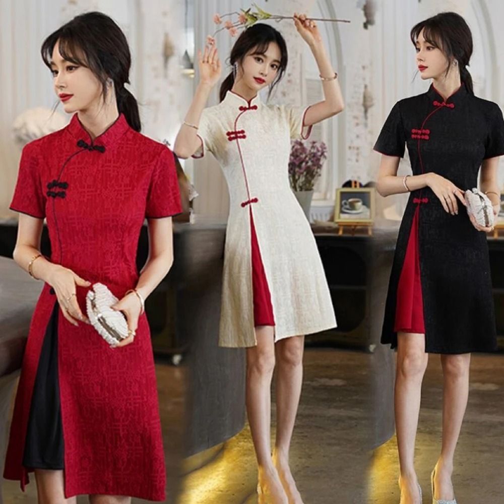 Qipao-jurk met opstaande kraag - Summer Clothing For Older Women recensie en prijs