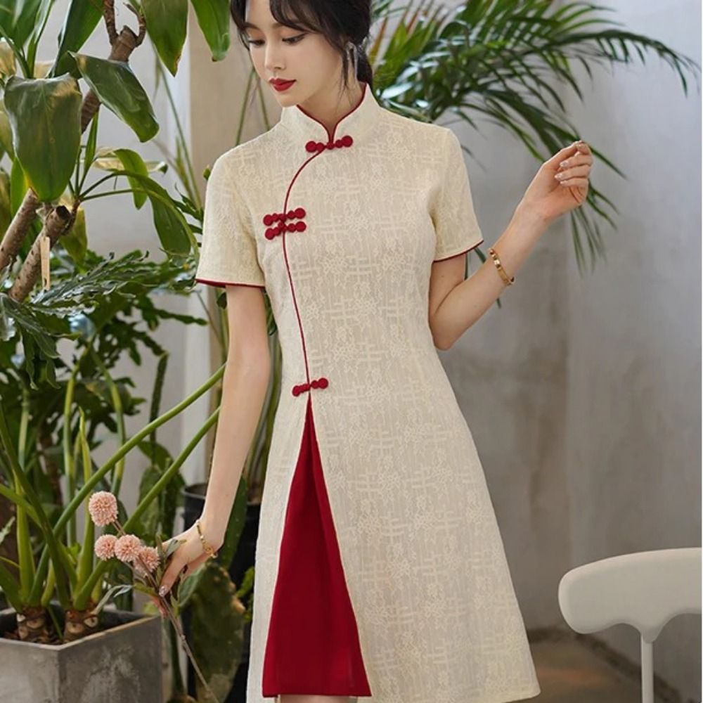 Qipao-jurk met opstaande kraag - Summer Clothing For Older Women recensie en prijs