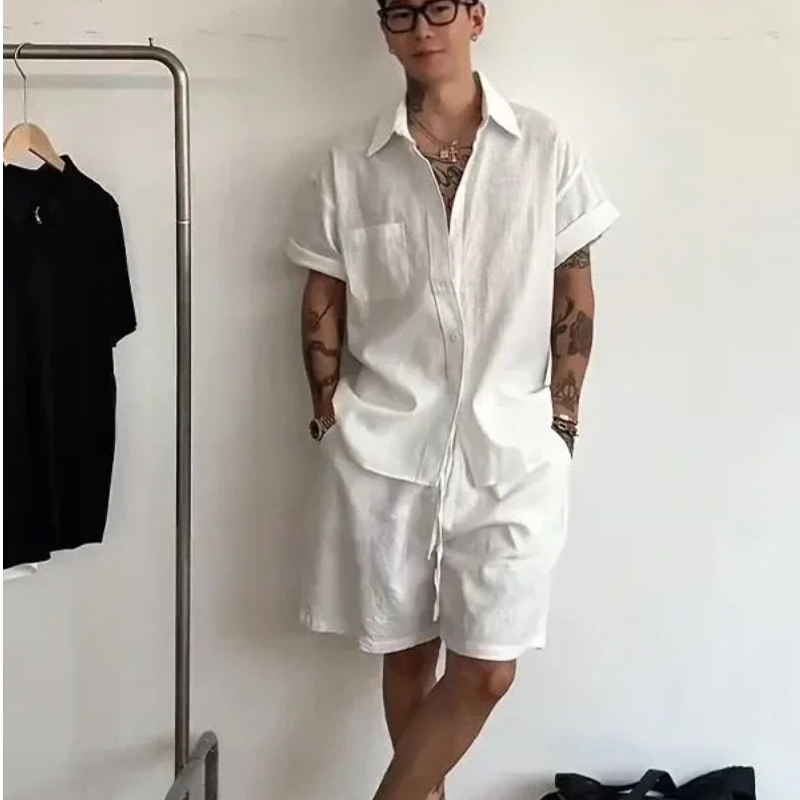 Heren linnen katoenen 2-delige - Linen Shorts Men recensie en prijs