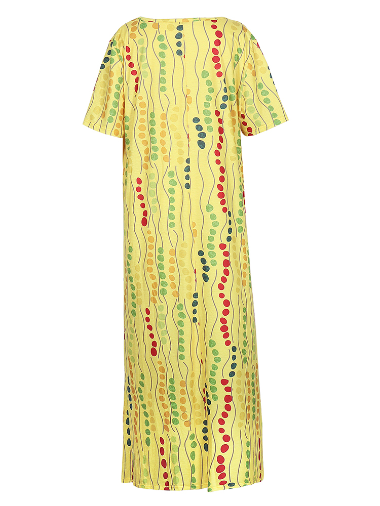 Plus size gele midi-jurk met p - Summer Clothing For Older Women recensie en prijs